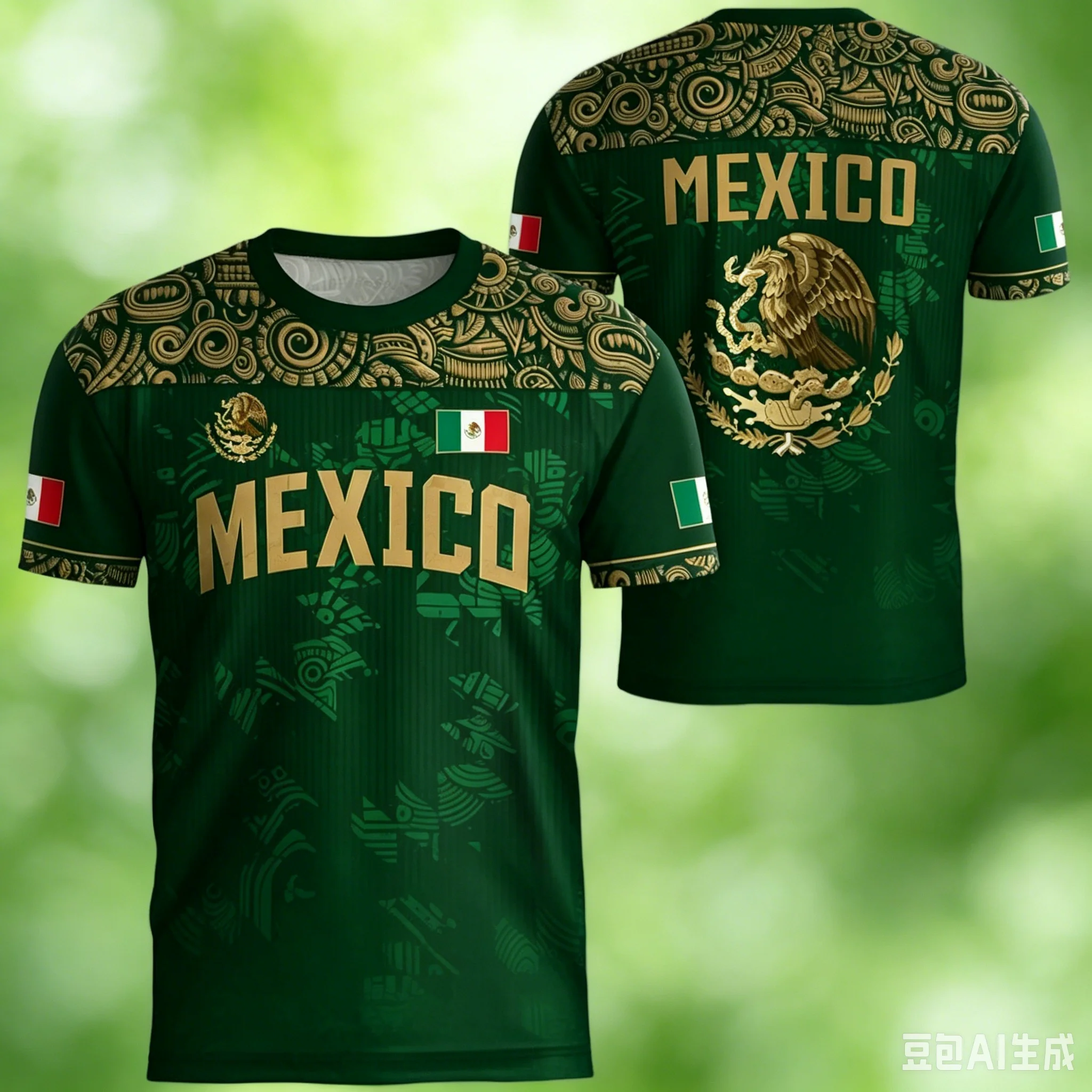 

2026 Men's sport Mexican Flag T-Shirt, 3D Eagle Graphic Printed Tee, Short Sleeve Casual Sports Soccer Top women MenT-shirt