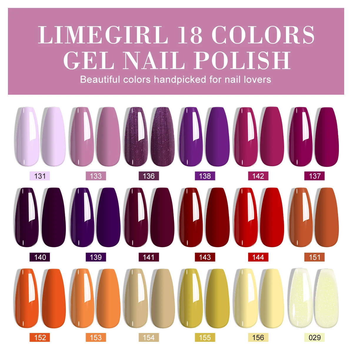 LIMEGIRL 18 PCS Gel Nail Polish Set for Beginners 8ML Glitter Art Gel with Base Coat Top Coat and Matte Top Coat for Manicure Salon Tools