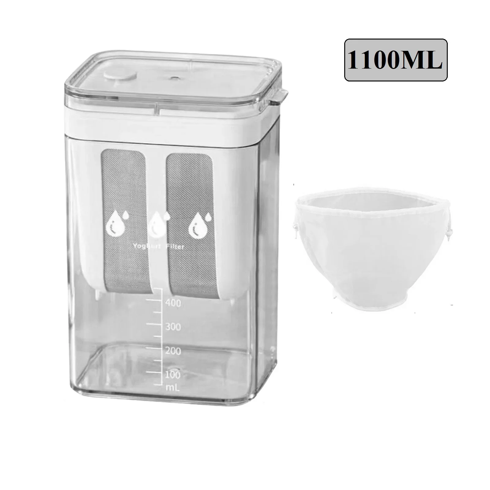 

1100ML/180ML Yogurt Maker Strainer with Lid Multifunctional Gadget with Fine Mesh for Home Desserts Homemade Cheese Tabletop