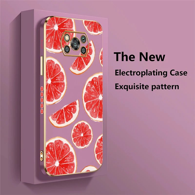 Cassa del telefono di lusso modello arancione per Xiaomi Poco X5 X 5 X4 Pro X2 X3 NFC X3 GT placcatura antiurto copertura morbida in silicone TPU