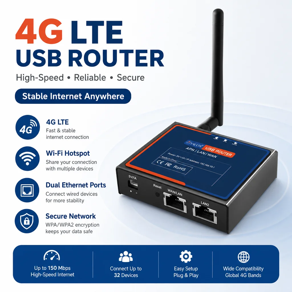 LTE Cat.1 Mini Industrial Cellular Router Global 4G LTE LAN/WAN OpenVPN/IPsec/GRE DDoS Protection OpenWrt OpenCPU USR-DR185S-G
