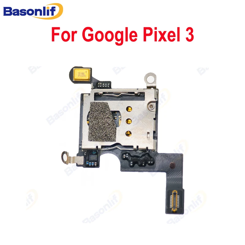 Basonlif SIM Card Slot Reader  For Google Pixel 3 Sim Card Reader Flex Replacement Parts