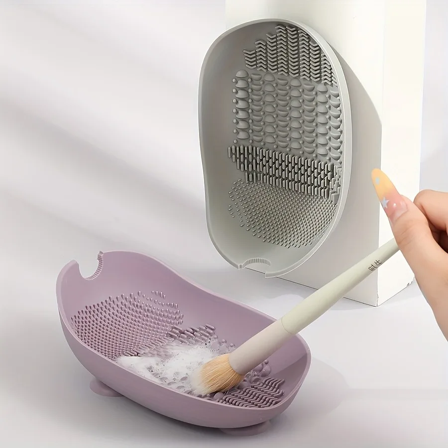 Nouveau bol de nettoyage en silicone pour pinceaux de maquillage et houppettes, outil de lavage en profondeur, séchage sans endommager les poils, fixation par ventouse