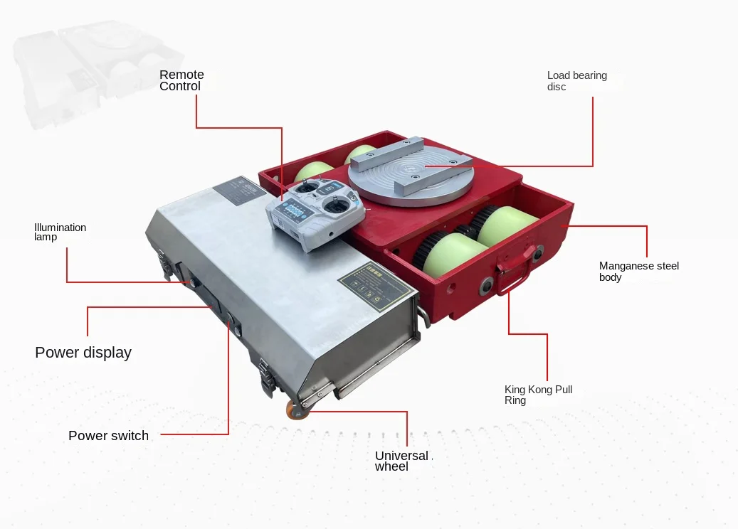 20 Ton Portable Electric Tank Trolley Transport Roller Cargo Skate 360 Degree Rotation for Machine Handling Moving