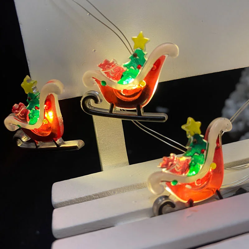 Grinalda iluminada por led com trenó de papai noel mix decorações de natal para casa enfeites de árvore de natal presentes de ano novo