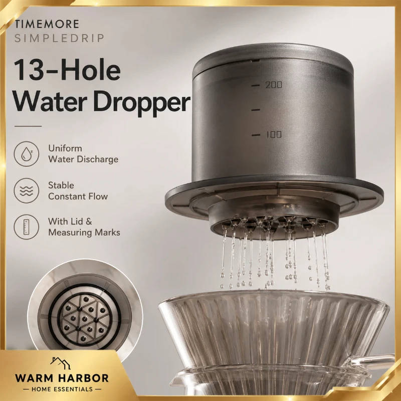 Timemore Simpledrip Water Dropper With Lid 13-Hole Uniform Flow Pour Over Coffee Dripper Constant Flow Brewing Tool For Barista