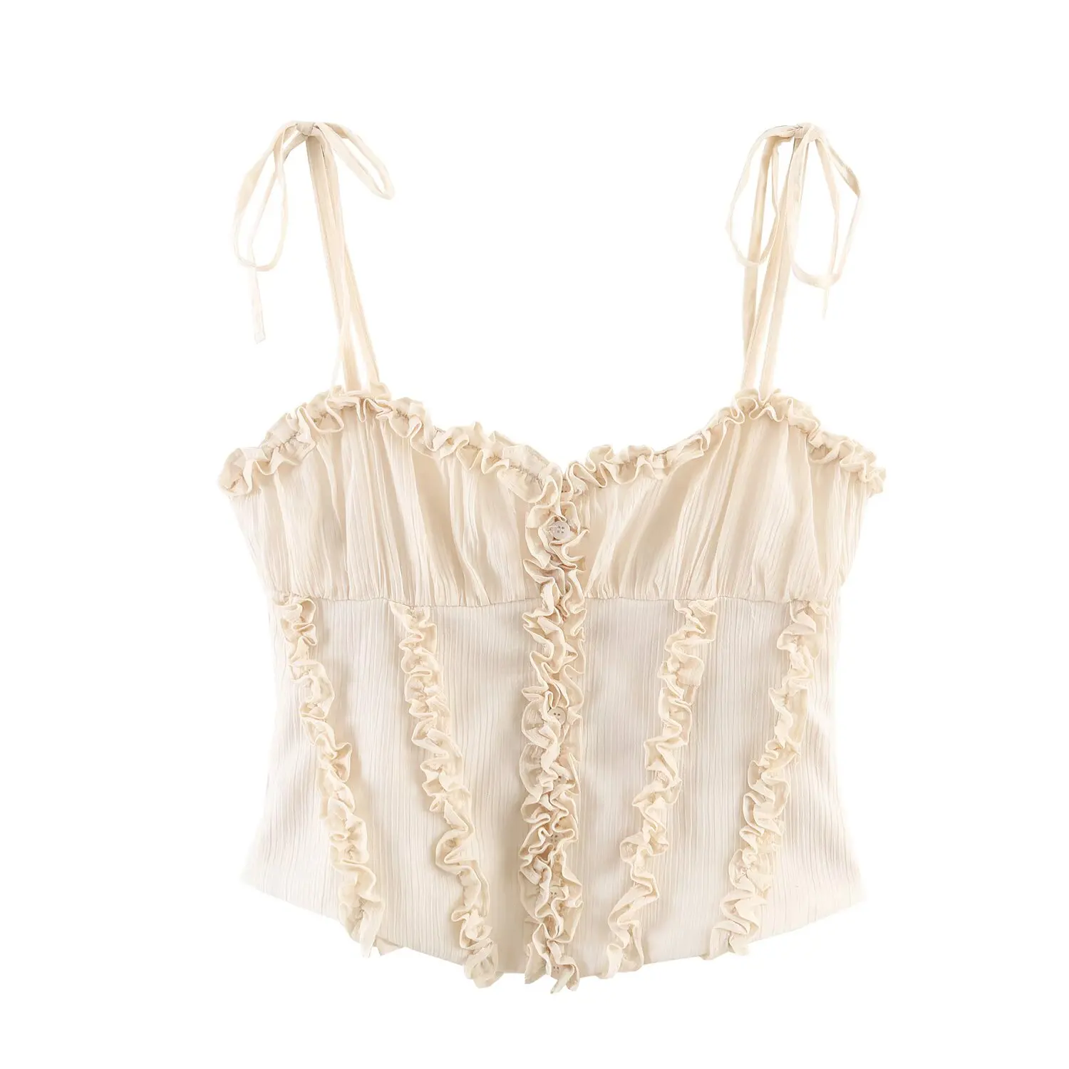 

Женская летняя новинка 2026: Модный топ-камизол с ламинированным краем, ретро-стиль, без рукавов, с открытой спиной, универсальный повседневный шикарный топ для женщин