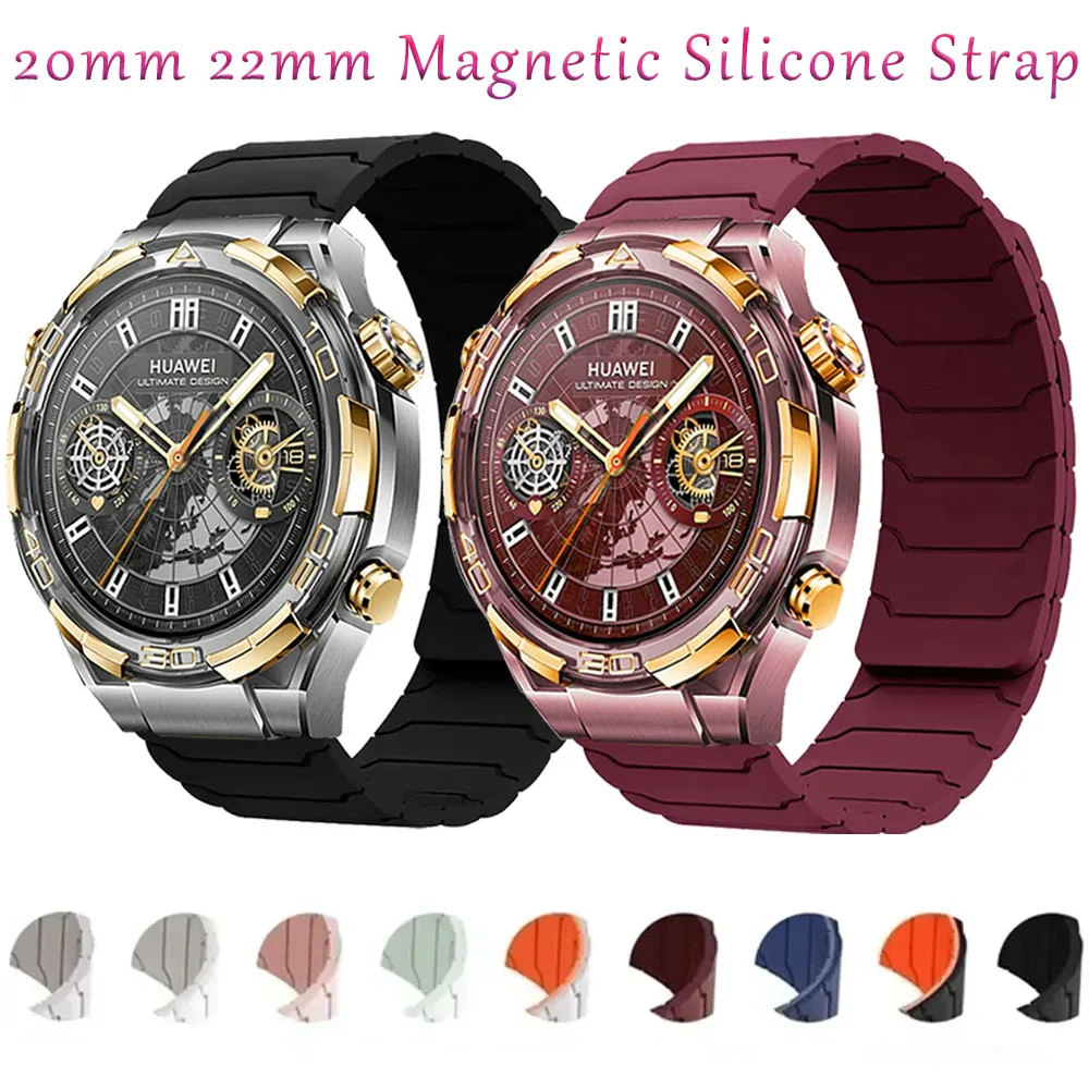 20mm 22mm Magnetisches Silikonarmband pour Huawei Ultimate 2/GT Runner 2/GT6-5-4 46mm Armband pour Garmin Forerunner 170 70 970