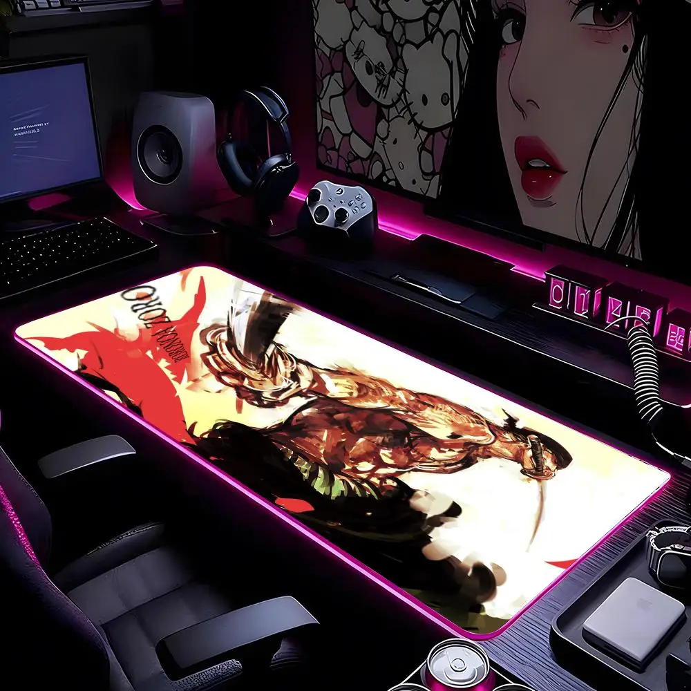 

R-Roronoa Zoro Mouse Pad Mousepad HD Printing Computer Gamers Locking Edge Non-slip RGB Mouse Pad XXL90x40cm Keyboard PC Desk Pa