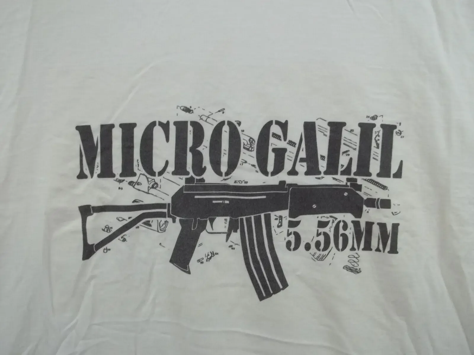 MICRO GALIL 5.56MM Men's White Graphic Tshirt Tee Shirt Men's 100% Cotton Casual T-shirts Loose Top Size S-3XL