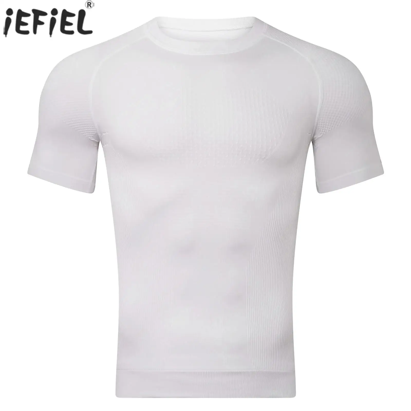 

Men Stretchy Breathable Bodybuilding Running Sport Shirts Short Sleeve Solid Color T-shirt for Cycling Yoga Gym Sports Workout