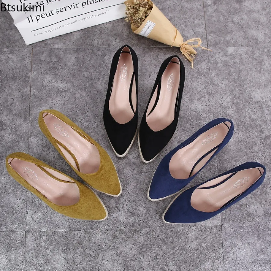 

2025 Spring and Autumn Fashion Women's High Heels Wedges Party Retro Straw Shoes for Women Solid Color Pumps Wedge Heel Ladies