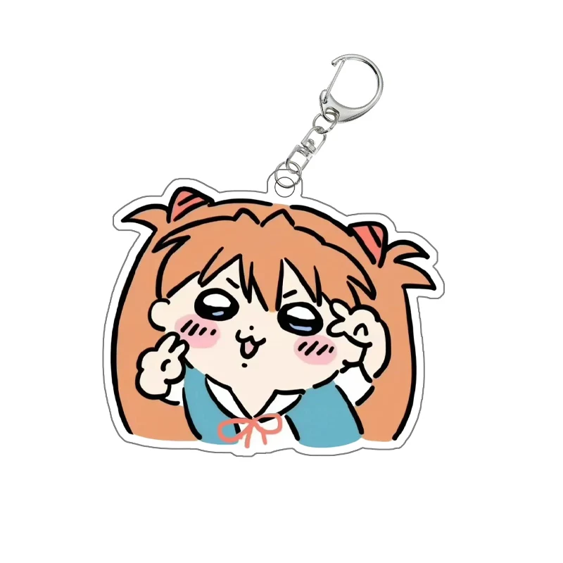 Asuka Langley Soryu Acrylic Keychain Anime Peripheral Cute Cartoon Backpack Key Pendant Itabag Decoration Goods Gift for Friend