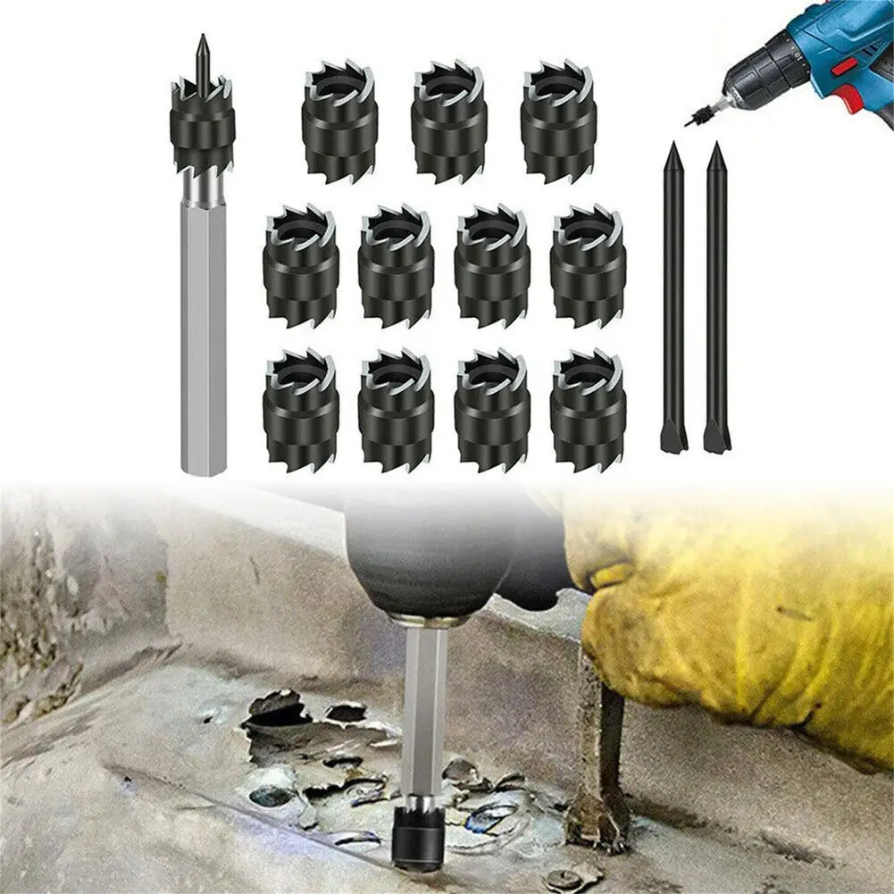 

13pcs Spot Weld Cutter Set 3/8 Inch Double Sided Rotary Spot Weld Remover Drill Bit For Power Drill Spot Welding