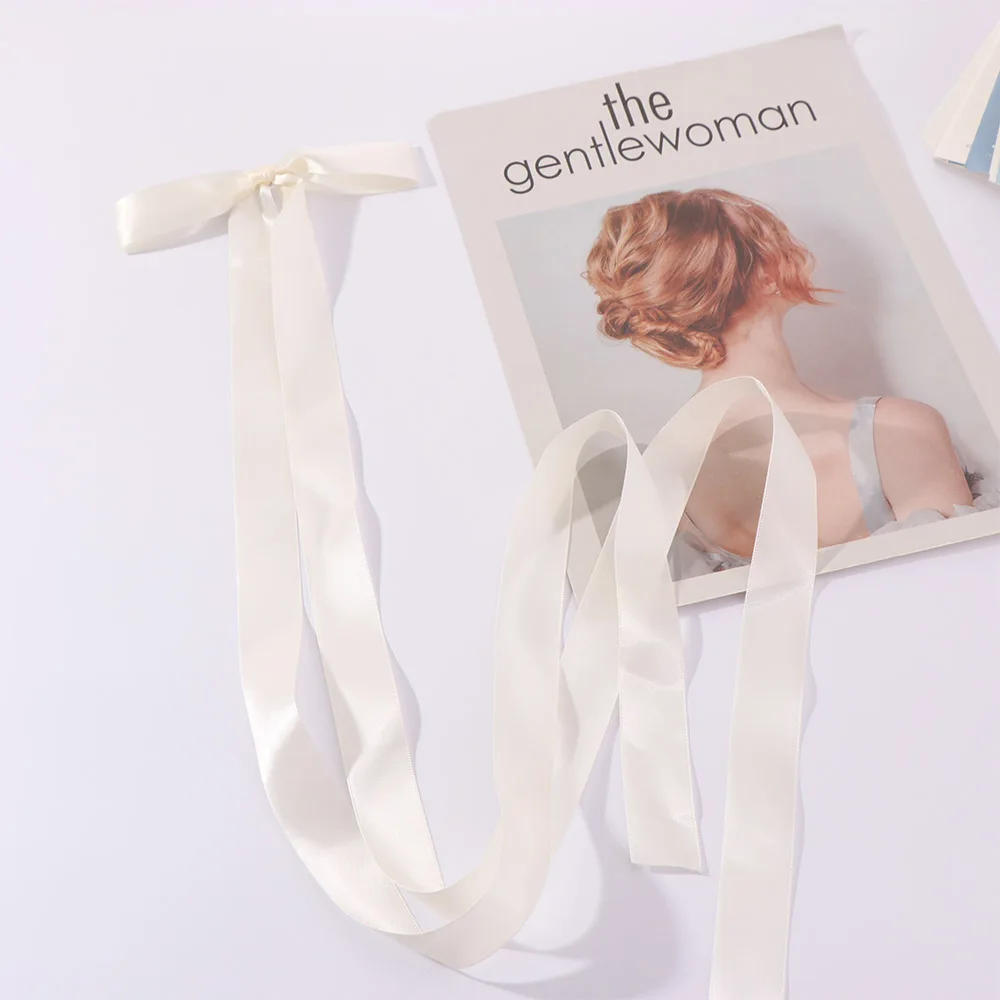 

Girly Sweet Extra Long Ribbon Bow Hairpin Ballet Style Solid Color Bowknot JK Hair Clip Satin Fashionable Hair Accessories Girls