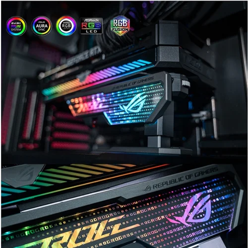Imagen 1 del producto ASUS-soporte para tarjeta gráfica ROG Herculx GPU, accesorio para RTX 3060-3090 ti Series AURA SYNC efecto 3D, soporte VGA Horizontal