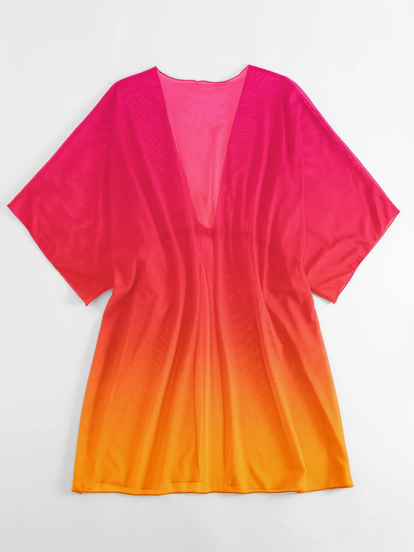 วันหยุดฤดูร้อน V คอสั้นแขนเสื้อ Beachwear COVER UP Gradient พิมพ์ Lace Up One Piece ชุดว่ายน้ําแฟชั่นผู้หญิงชุด
