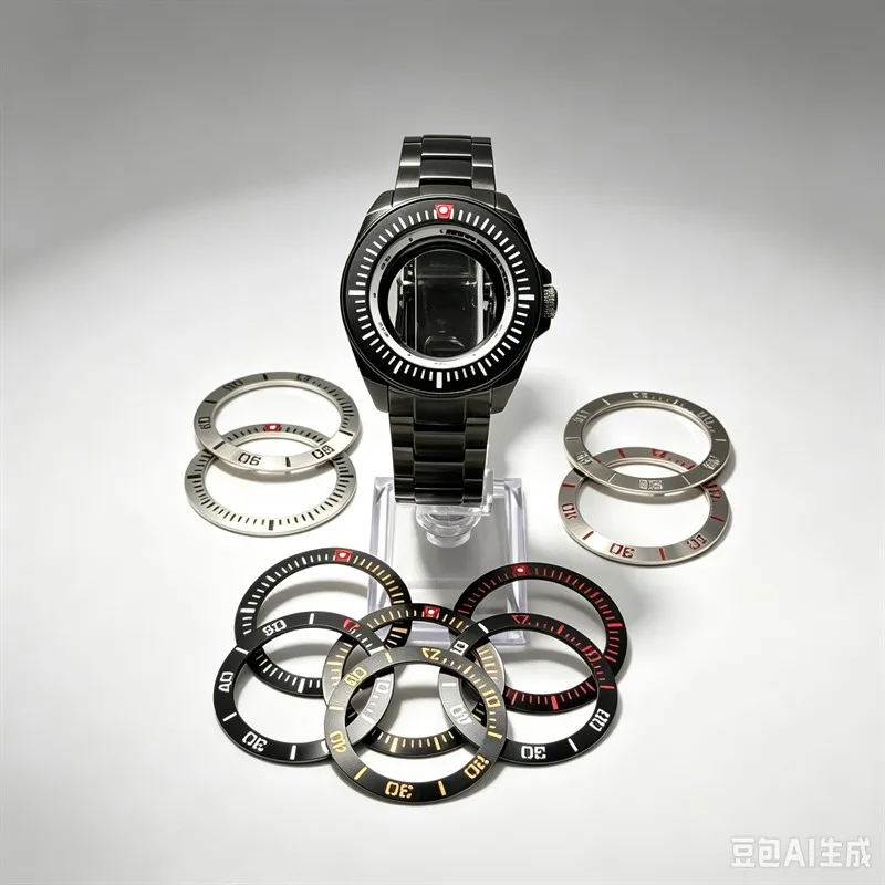 Gun Color 44mm Samurai King Series Watch Case And Strap 41mm*32mm Bezel Insert Fits NH35 NH36 4R 7S Movement Watch Case Mod
