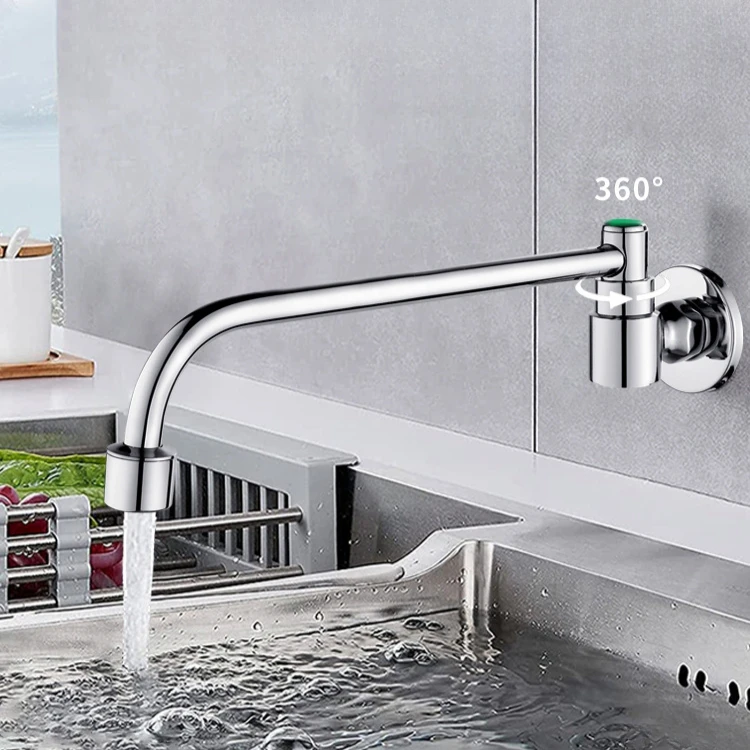 Kitchen Stove Faucet Brass Semi-automatic Swing Faucet Restaurant Hotel Kitchen Special Single Cooling Swivel Faucet