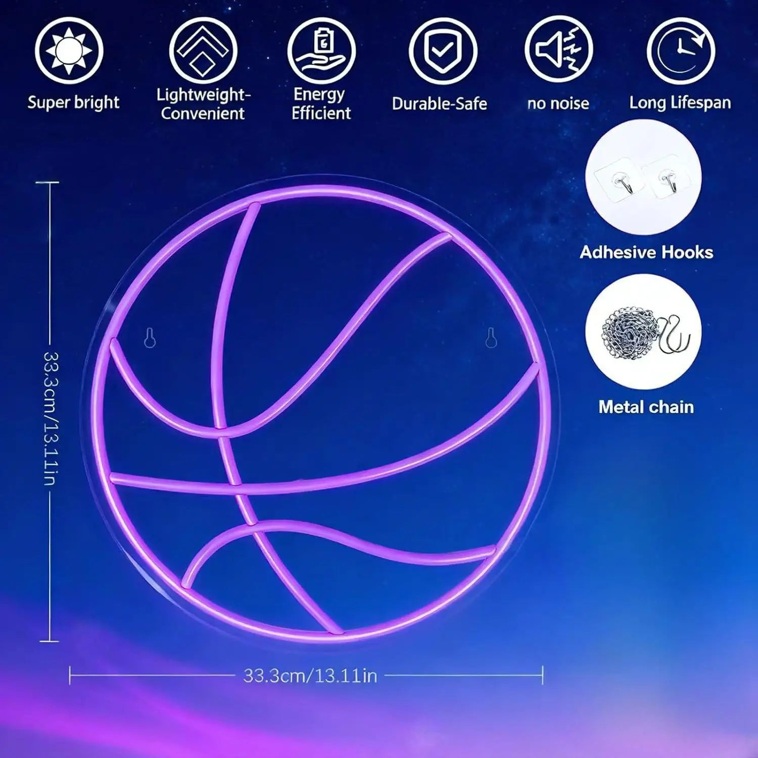 Basketball Neon Sign for Wall Decor Basketball LED Lights Sign for Boy Bedroom Game Room Shop Decor Gift for Basketball Fans