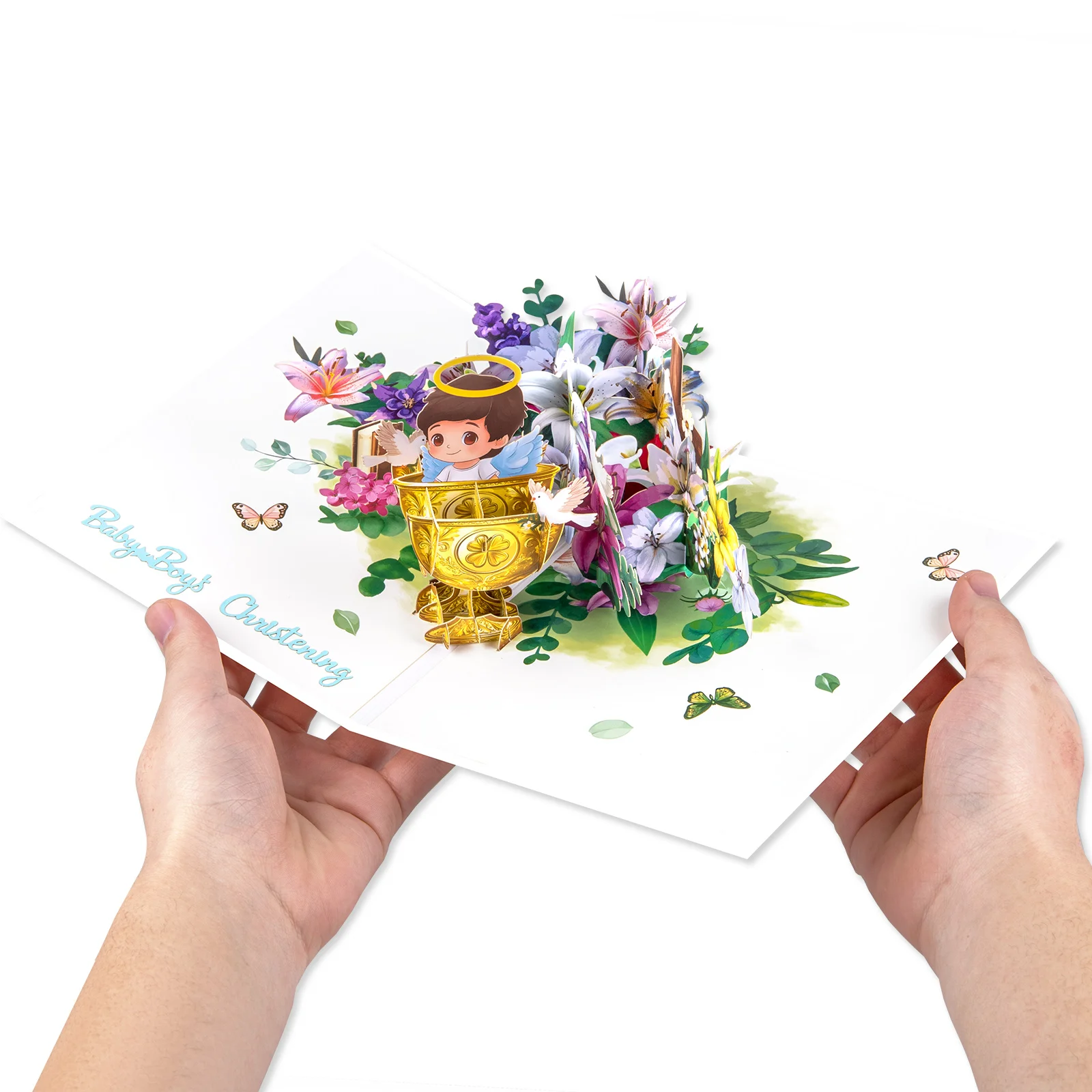 3D-Taufkarte mit Pop-Up-Effekt für Jungen und Mädchen, Taufe, Erstkommunion, religiöse Grußkarte – Detail 5
