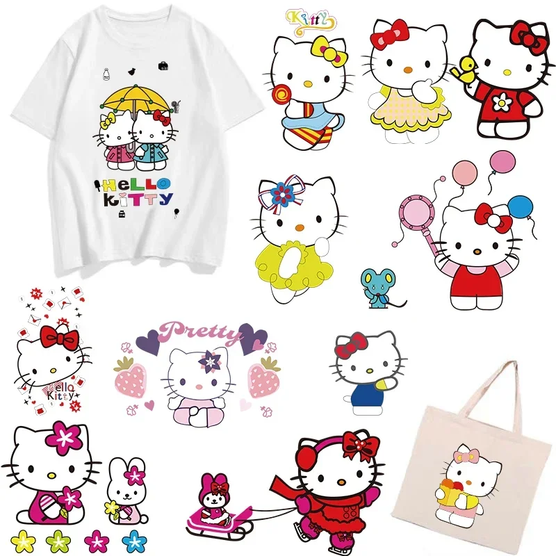 Cute Cartoon Anime Character Hello Kitty Hot Stamping Sticker for Children Girls DIY Handmade Clothing Sticker Tops Pattern 20cm