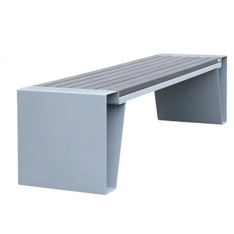 Custom Design Outdoor Park Metal Legs Hardwood Backless Bench Seat Outside Street Furniture Public