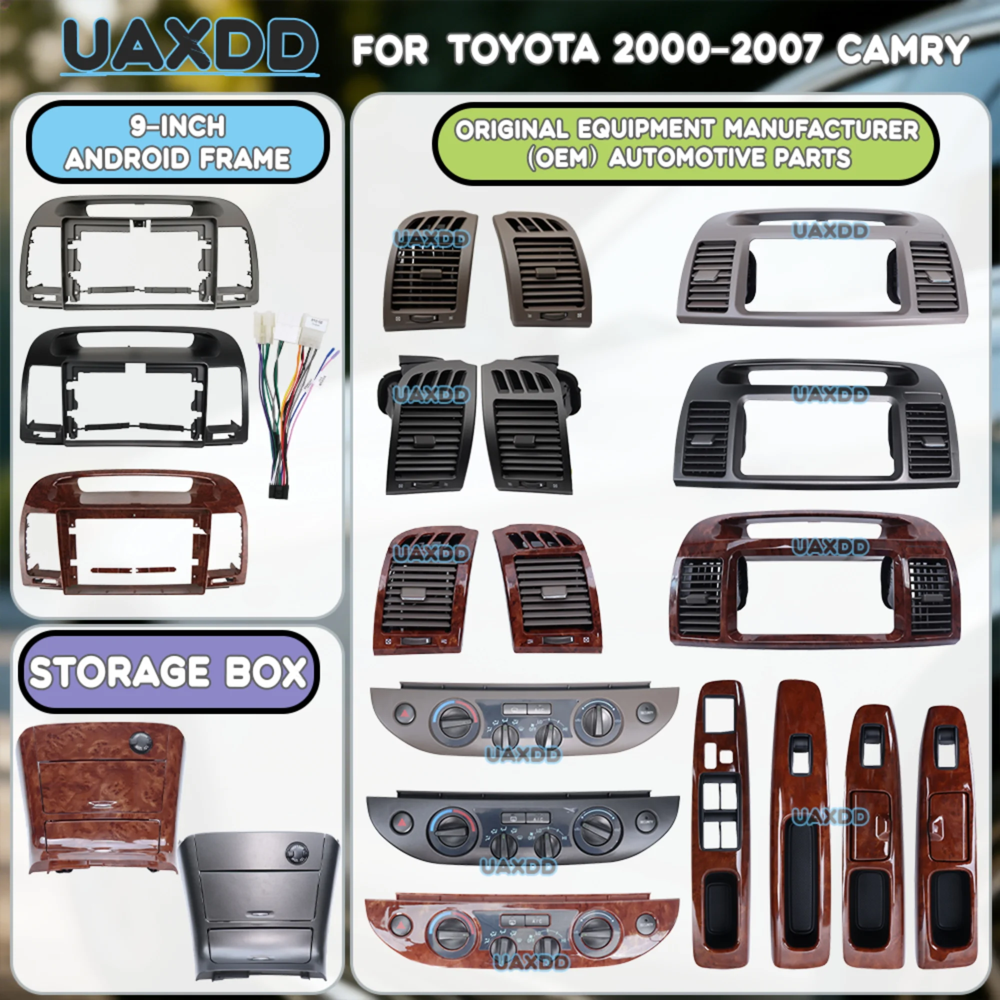 Air Conditioning Vent Grille Assembly Kit For Toyota 2000-2007 Camry Dashboard Panel Accessories Car Radio Android Frame Fascia