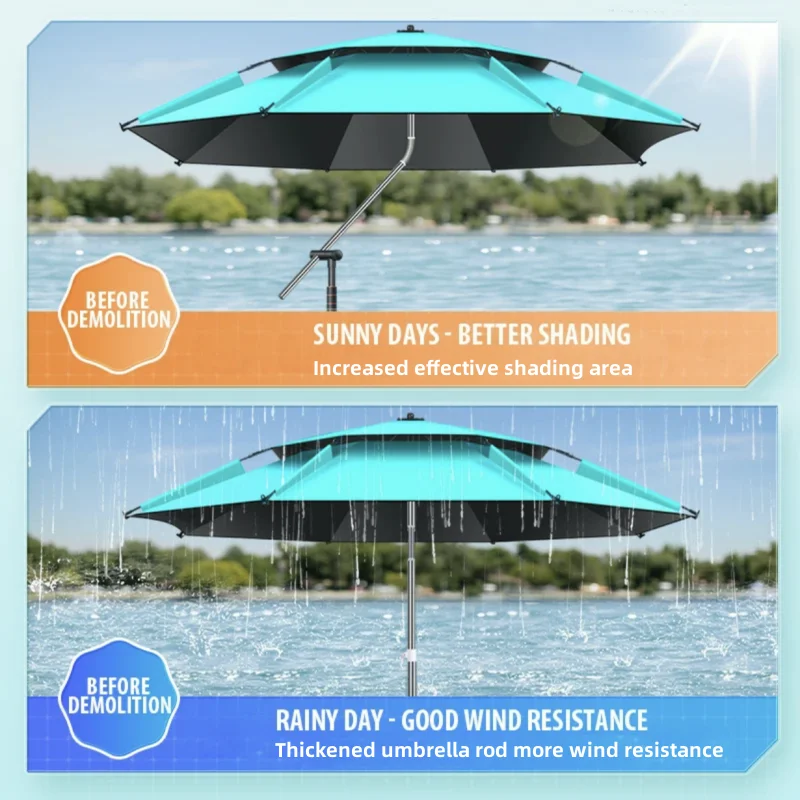 Imagem -03 - Double Layer Parasol Fishing Umbrella Grande Ajustável Proteção Solar Impermeável Anti-uv Acessórios de Pesca 1.82.6m