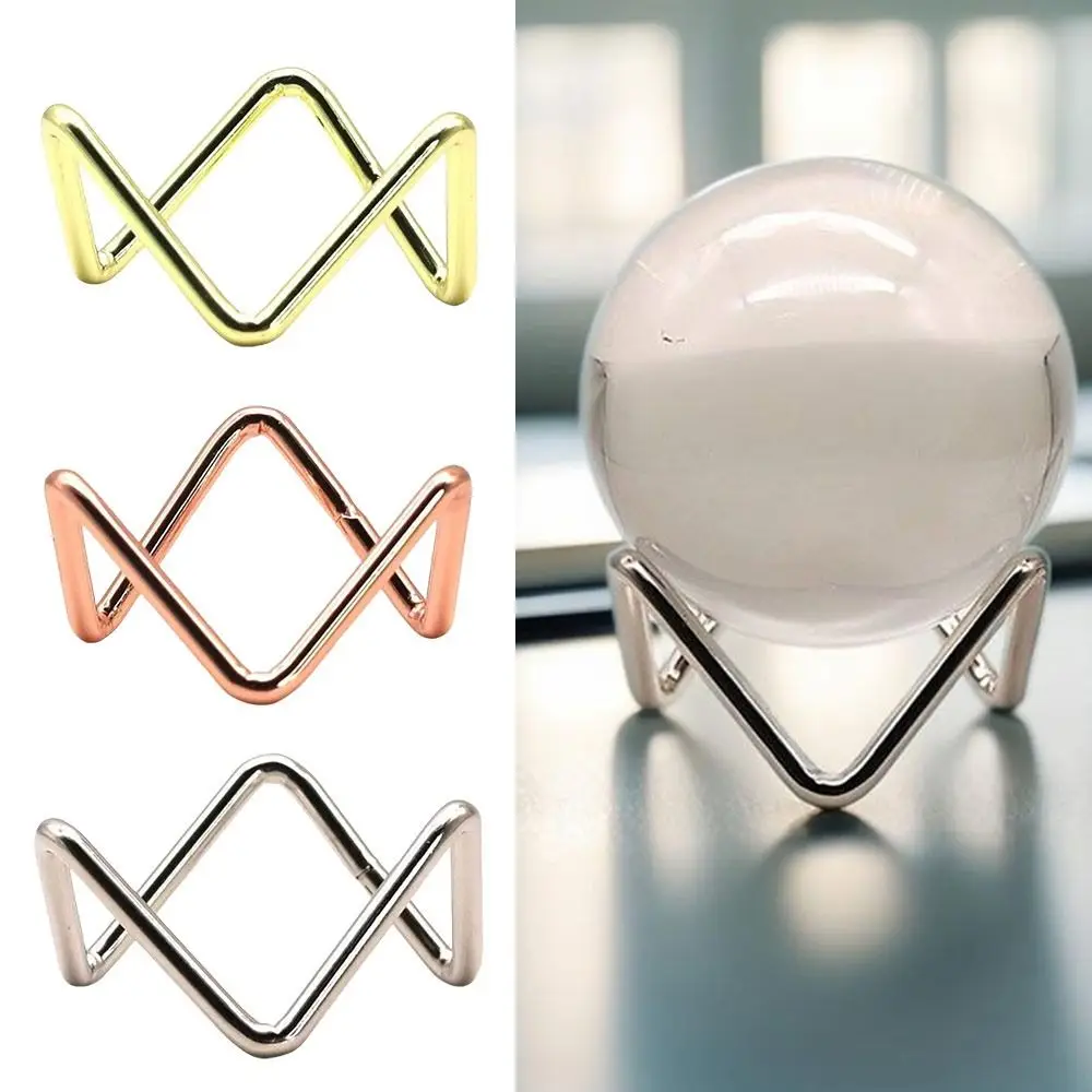Metal Crystal Ball Base Photography Props Geometric Crystal Ball Display Stand Craft Minerals Relics Rocks Support