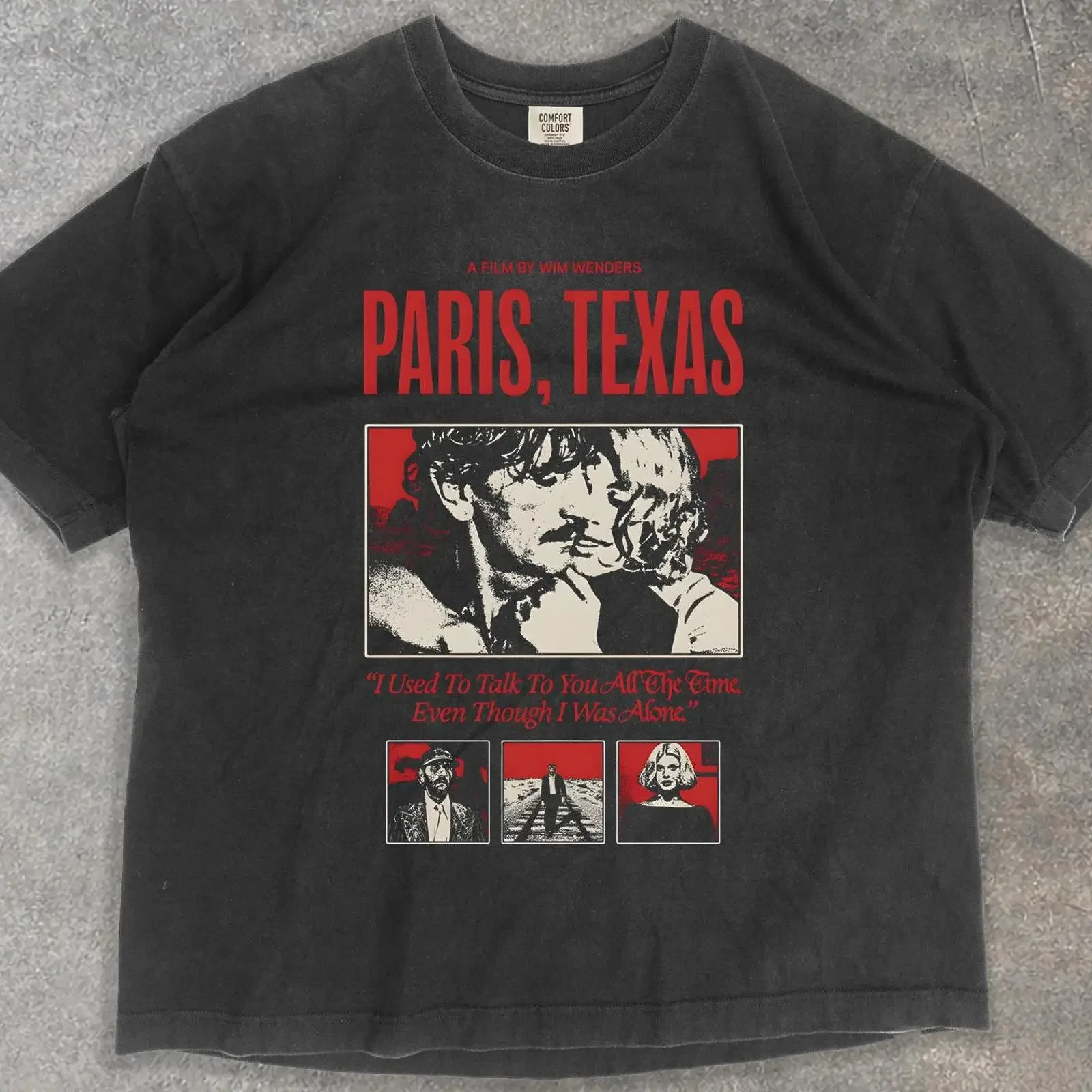 Paris Texas T Shirt Wim Wenders 1984 Movie vintage Washed designer clothes Stretched fashion Stylish homme Breathable Unisex
