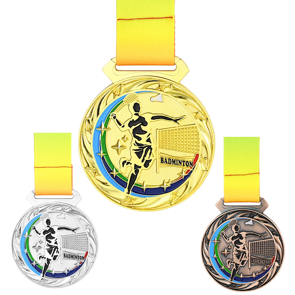 7cm 100g Badminton Medal High-quality Badges Souvenirs School Sports Match Gold Silver Bronze Metal Medals Trophy Free Print