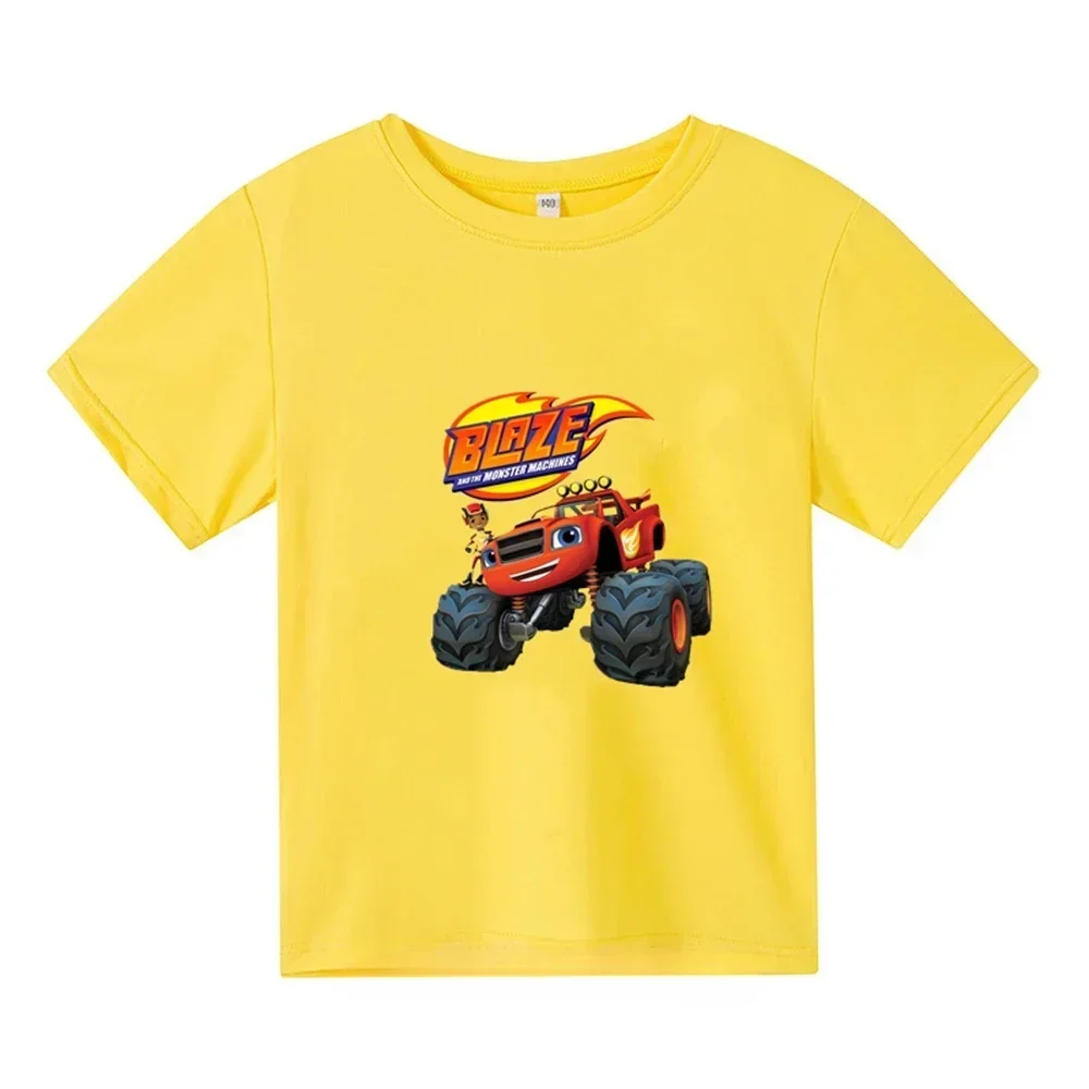 Camiseta de dibujos animados Blaze and The Monster Machines para niño, Camiseta de algodón de manga corta para niño, camiseta fresca para niña, ropa para bebé