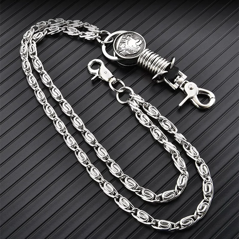 silver color Visual Heavy Rock Metal Hip Hop Gothic Rock Pants Trousers Jean Wallet Key Men's Waist Key Chain