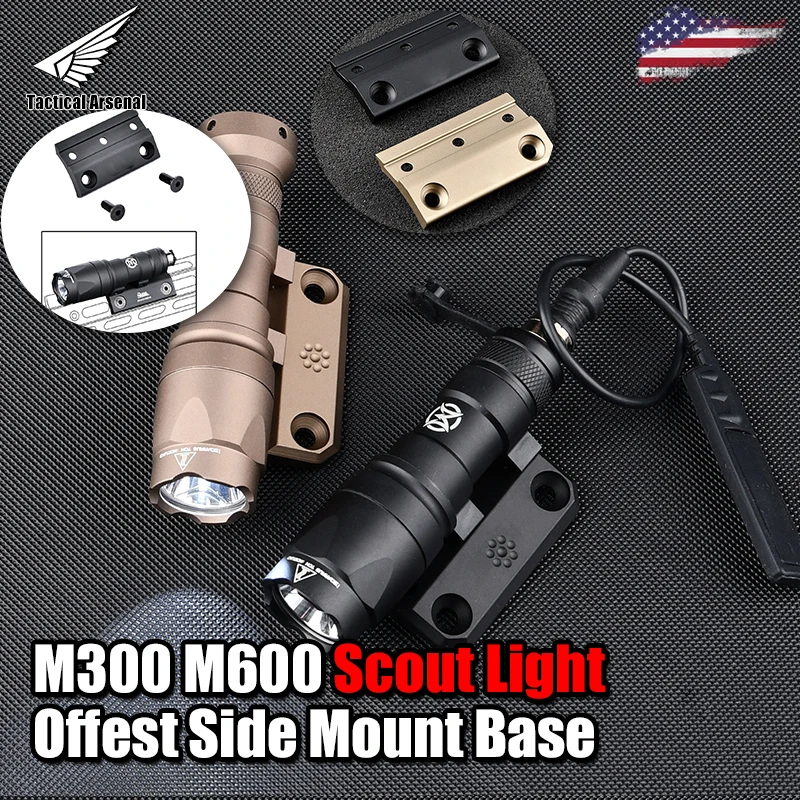

WADSN Tactical M300 M600 Flashlight Scout Light Offest Side Mount Base Weapon Hunting Lamp Fit SMR Airsoft Rifle Accessory