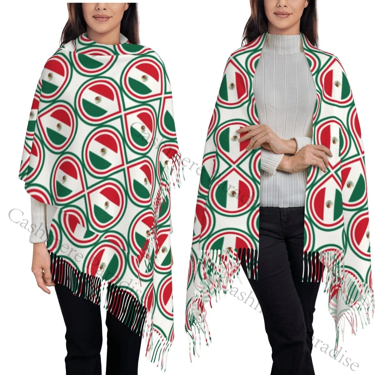 メキシコ国旗スカーフ男性女性冬暖かいスカーフショールラップ