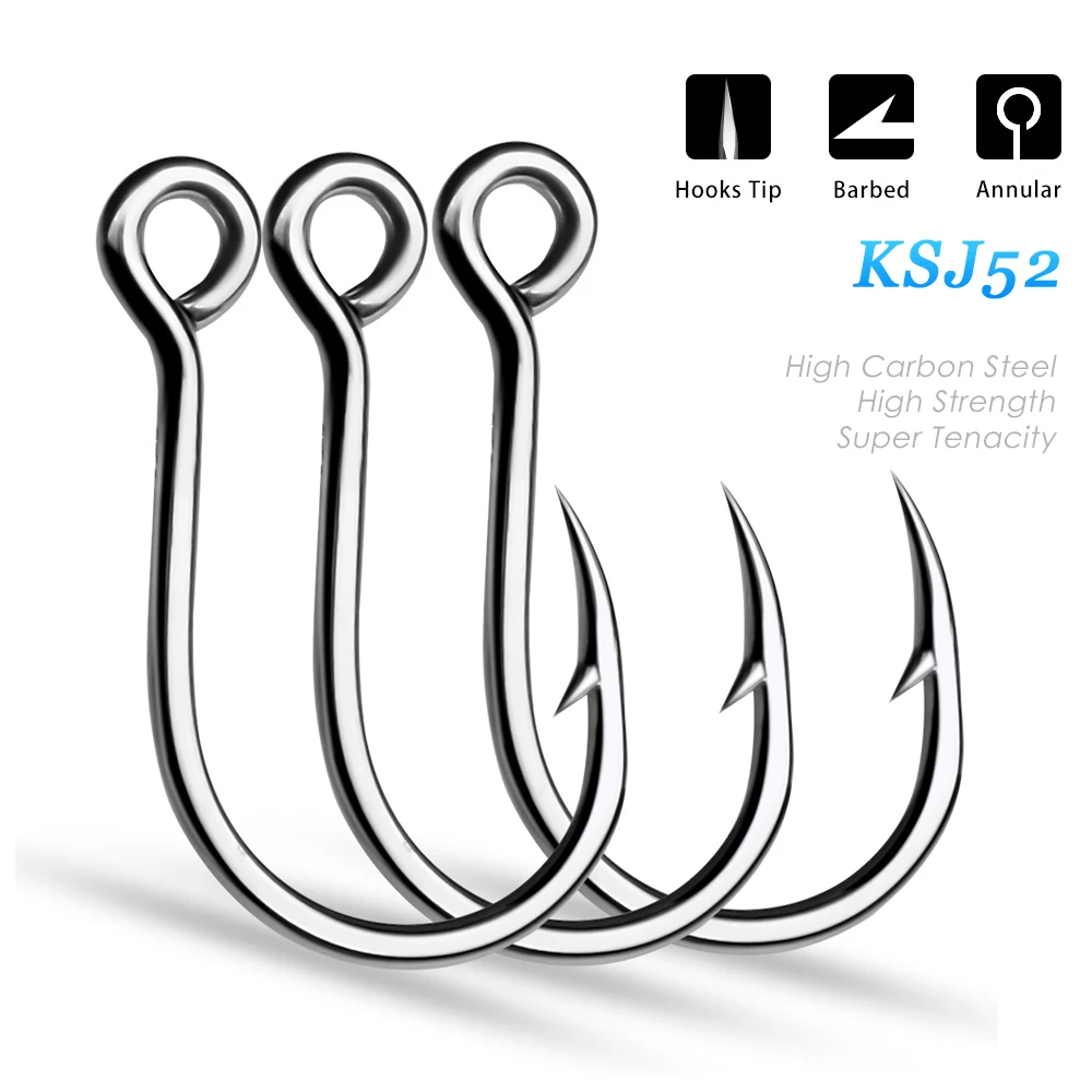 Lot 20pcs Big Eye Single Hook 6-4-2-1-1/0-2/0-3/0# High Carbon Steel Silvery Fishing Hooks Barbed Sharp Fishhook for Lure Pesca