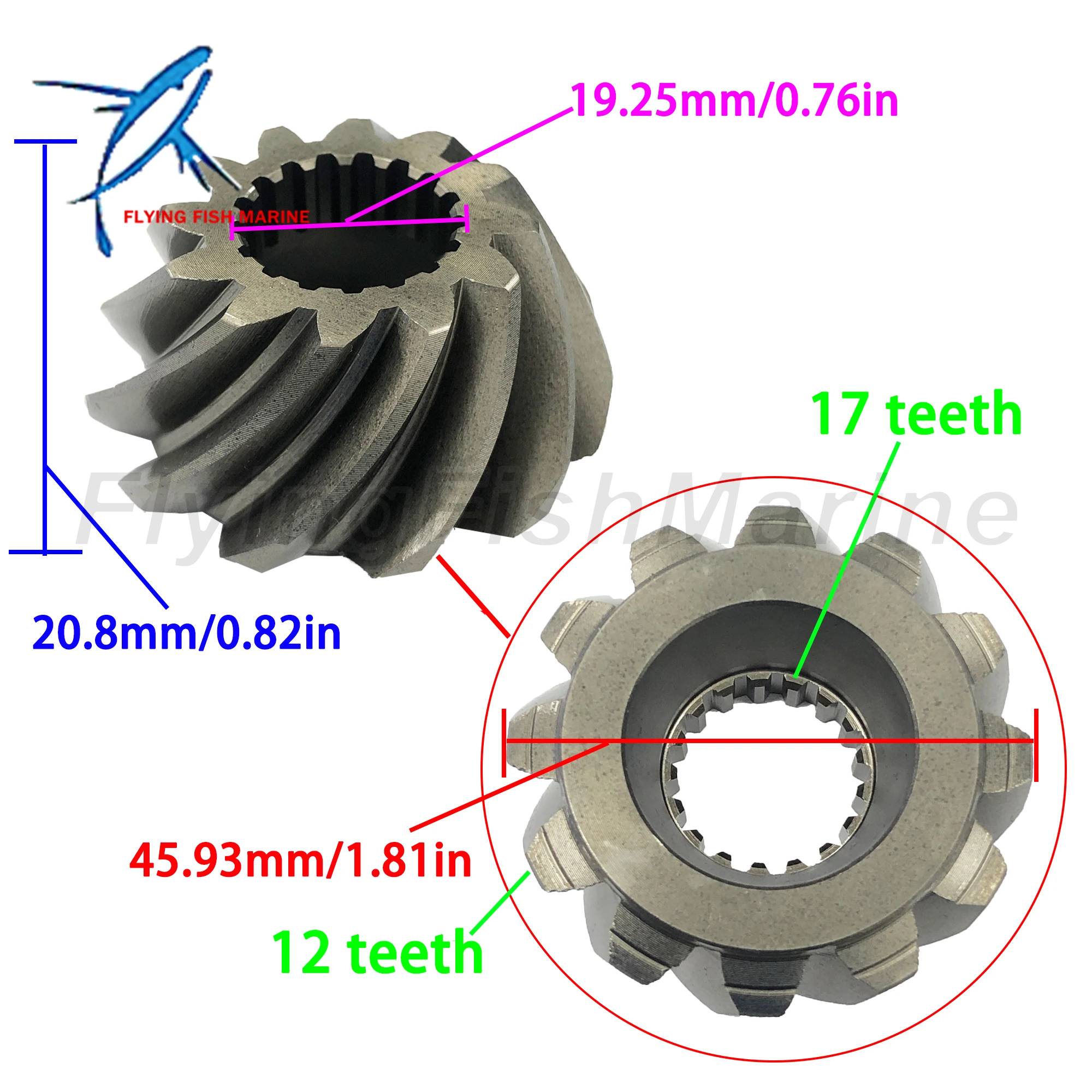 Outboard Motor 6H3 6K5-45551-00 Pinion & 6K5-45560-00 Forward & 6K5-45570-00 Reverse Gear Set for Yamaha Parsun 50HP 60HP 70HP