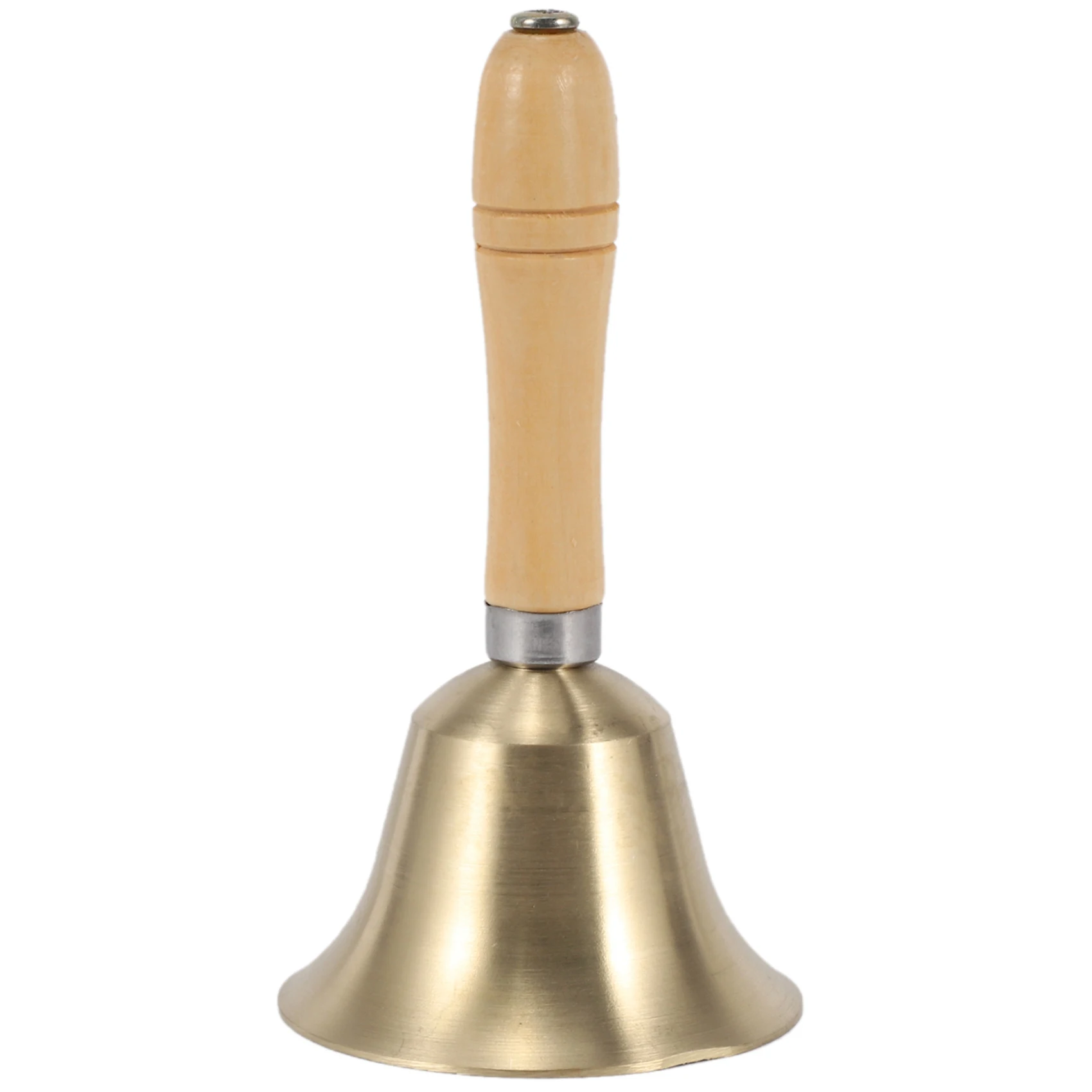 【Buy New】Solid Brass Wooden Handle School Reception Dinner Wood Shop Hotel Hand Bell Gold