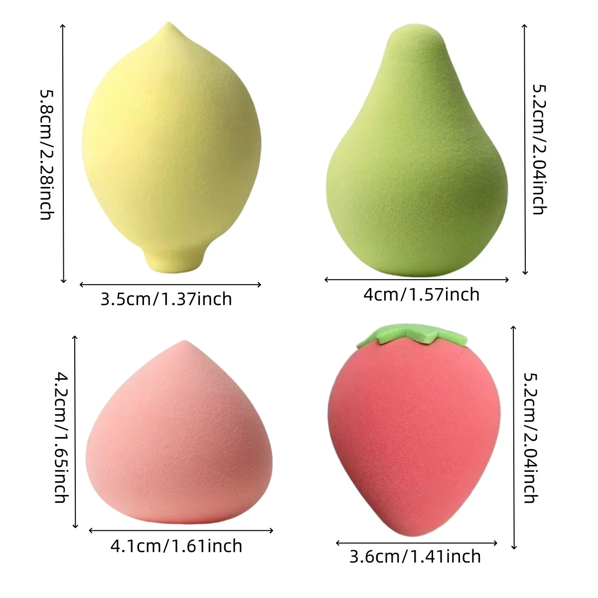 4 ピースフルーツ形のソフトメイクアップパウダーパフ形のスポンジブレンダー美容卵化粧パフソフトファンデーションスポンジ美容ツール