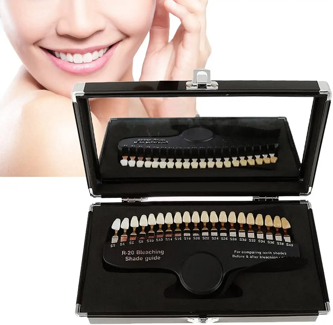 

3D Shade Guide Tooth Shade Chart Board 20 Colors Comparator W/ Mirror Dental Plate Teeth Whitening Material