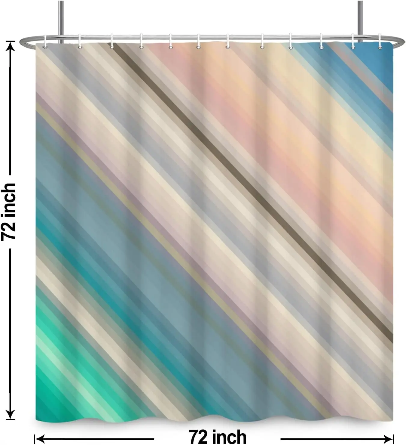 Modern Abstract Striped Gradient Shower Curtain Waterproof Bathroom  Coastal Pastel Stripe Design for Home Decor
