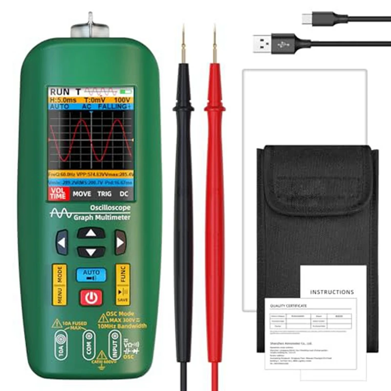 GTBL Handheld Digital Oscilloscope Multimeter Tester Rechargeable Waveform Generator Graph,For Car Audioamplifier