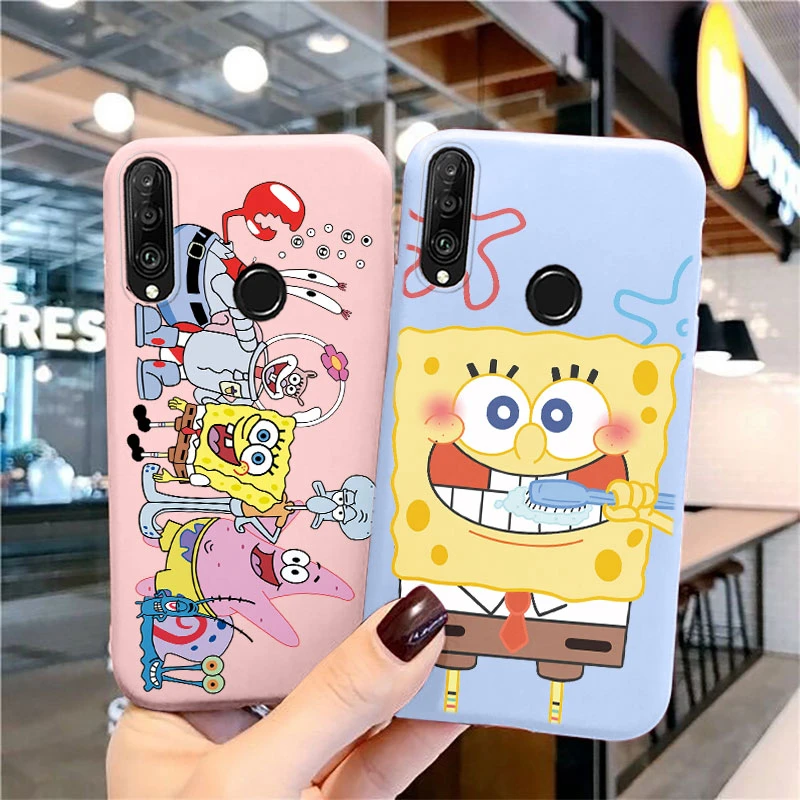 Funny SpongeBob SquarePants Phone Case for Huawei P30 Lite Nova 4e Patrick Star Squidward Tentacles Silicone Soft TPU Back Cover