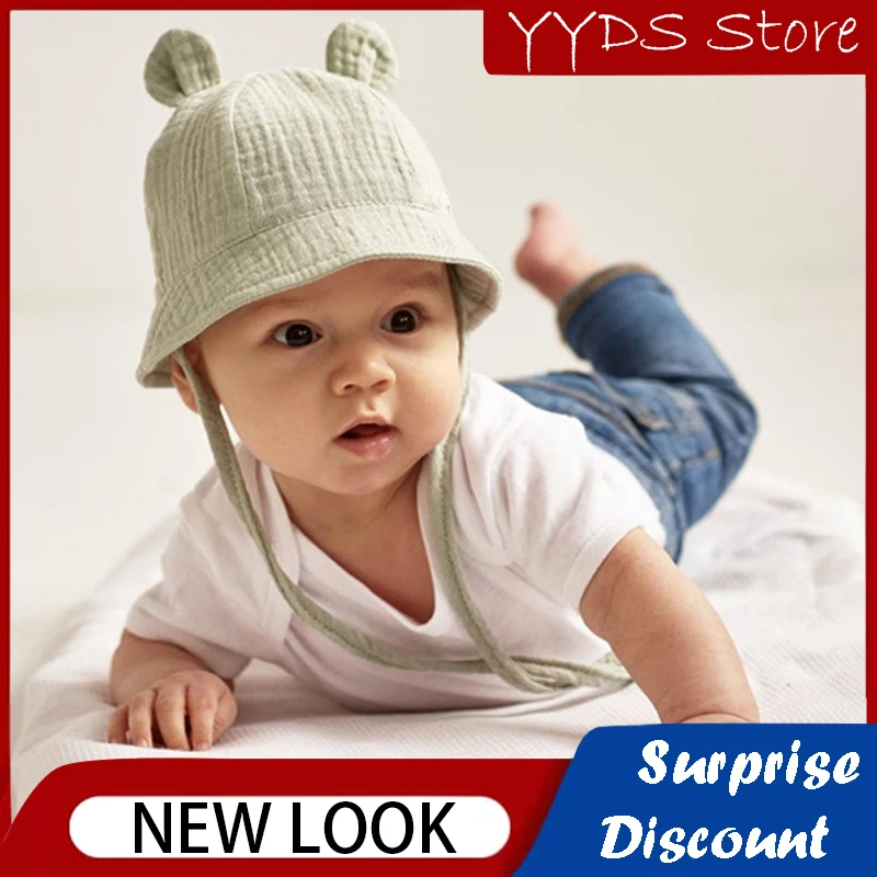 

3-12Months Baby Sun Hat Children Outdoor Cute Rabbit Ear Cotton Beach Caps Boy Girl Panama Hat Unisex Beach Bucket Hat Gift