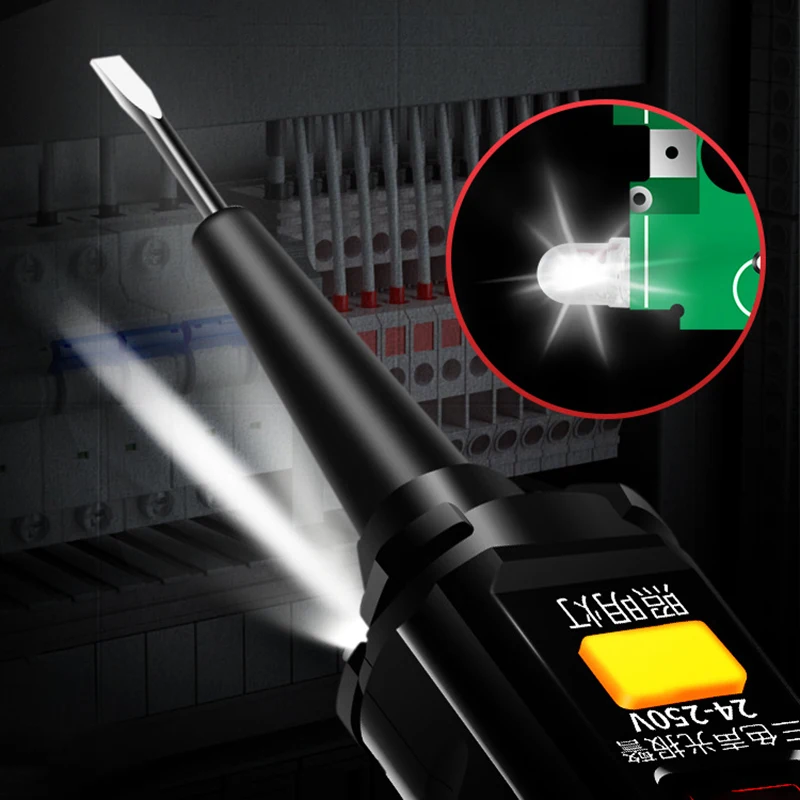 F5 24-250V Induction Test Pen Highlight Color Light Professional AC Voltage Detection Electrician Screwdriver Probe Testing Tool