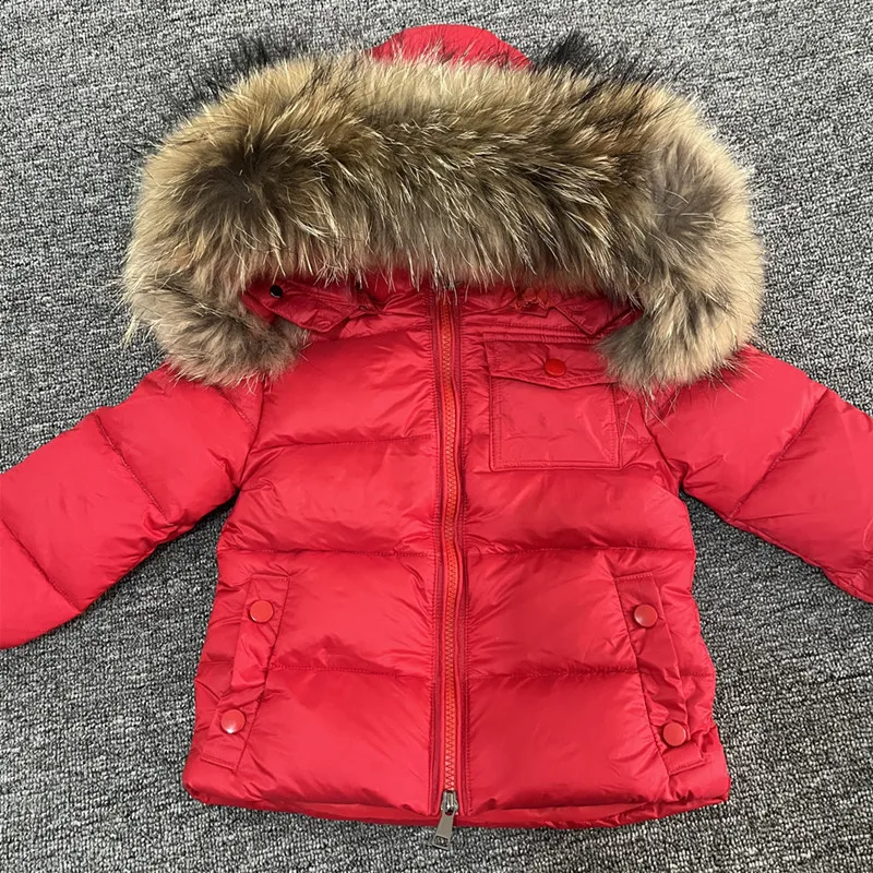 Fashion Girls Winter Down Coat Real Fur Collar Kids Warm Jacket For Baby Boys 1-13Years Outwear Children\'s Warm Snowsuit