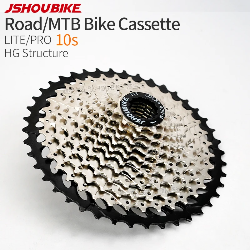 

JSHOUBIKE 10 speed Cassette 25/28/32/36/40/42/46/50T MTB Road Bike Racing ultralight Flywheel Sprocket HG System Cycling Parts