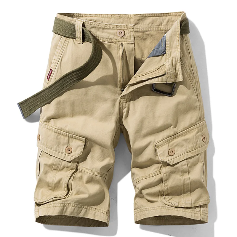 

Мужские летние брендовые новые однотонные повседневные классические шорты-карго, мужские модные хлопковые шорты с несколькими карманами, мужская верхняя одежда, дышащие шорты, мужские