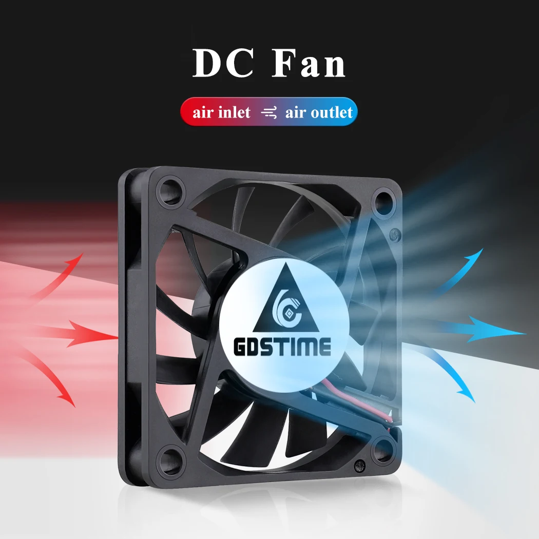 10 PCS LOT Gdstime 60mm 60 x 60 x 10mm Brushless 3Pin 12V DC Industrial Ventilation Cooler Fan